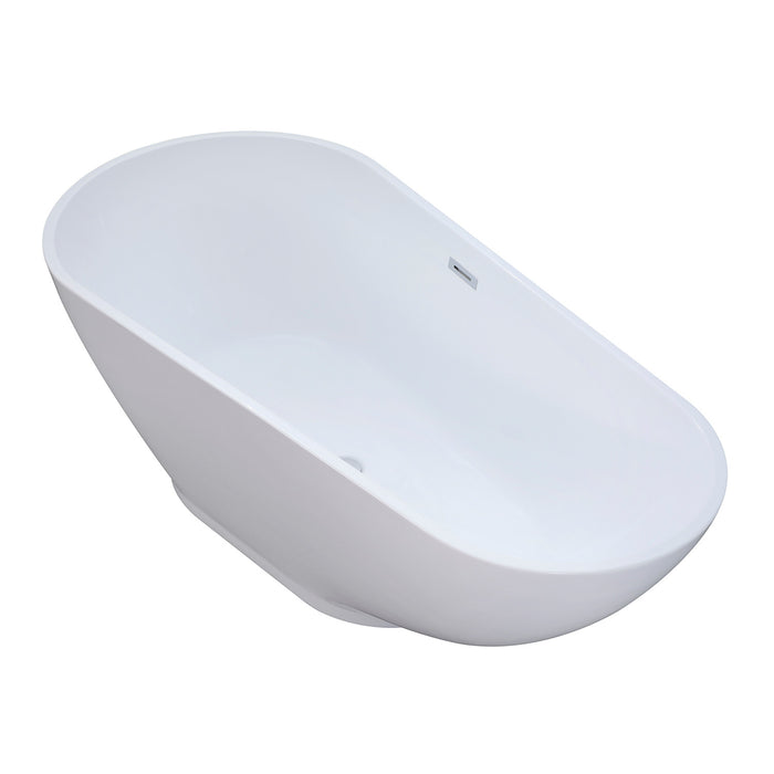 Aqua Eden VTDE693223BA 69-Inch Acrylic Oval Double Ended Freestanding Tub with Drain, Glossy White