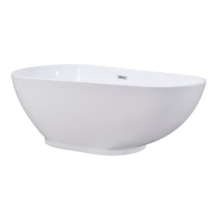 Aqua Eden VTDE693223BA 69-Inch Acrylic Oval Double Ended Freestanding Tub with Drain, Glossy White