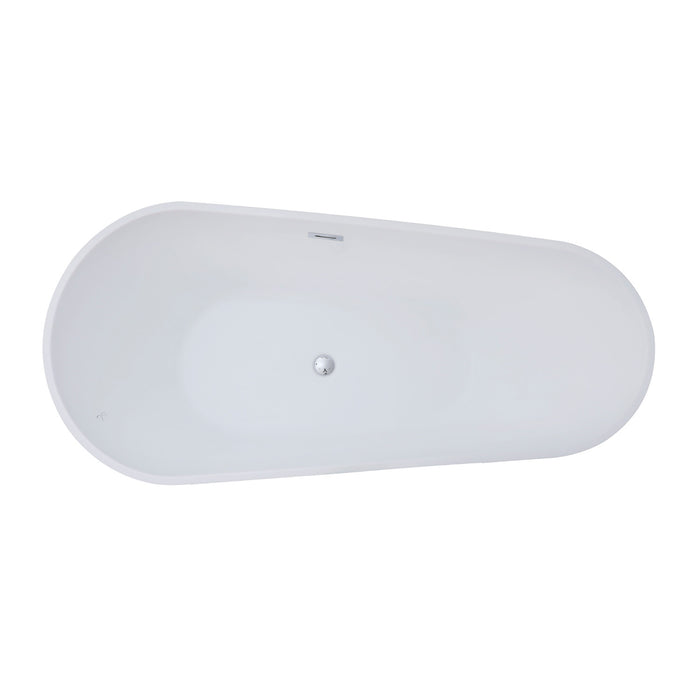 Aqua Eden VTDE693223BA 69-Inch Acrylic Oval Double Ended Freestanding Tub with Drain, Glossy White