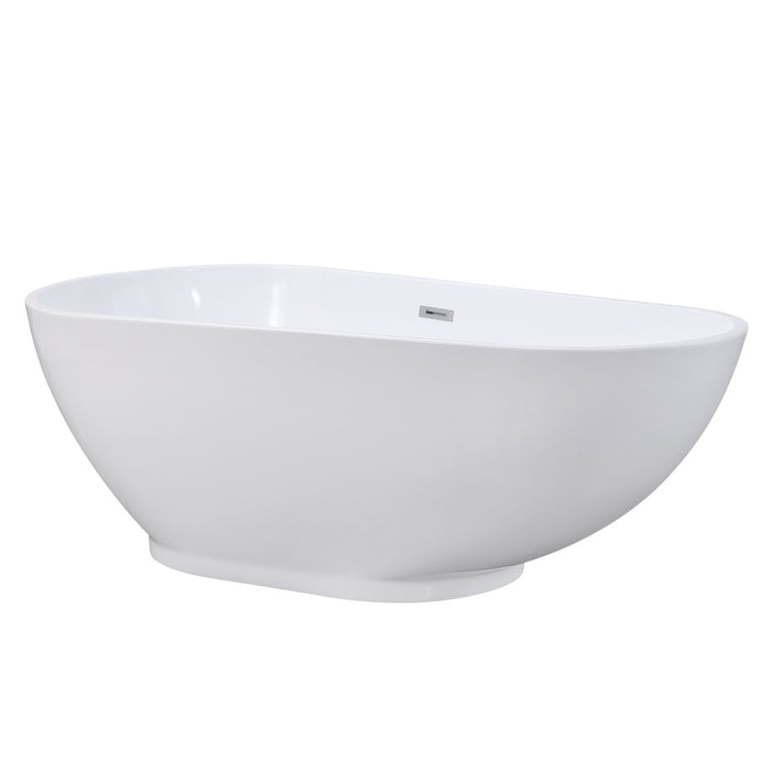 Aqua Eden VTDE693223BA 69-Inch Acrylic Oval Double Ended Freestanding Tub with Drain, Glossy White