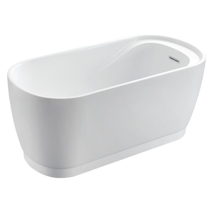 Aqua Eden VTOV592925S 59-Inch Acrylic Oval Double Ended Freestanding Tub with Drain and Integrated Seat, Glossy White