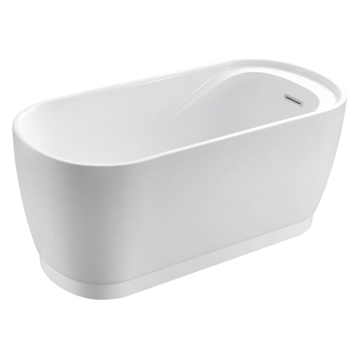 Aqua Eden VTOV592925S 59-Inch Acrylic Oval Double Ended Freestanding Tub with Drain and Integrated Seat, Glossy White