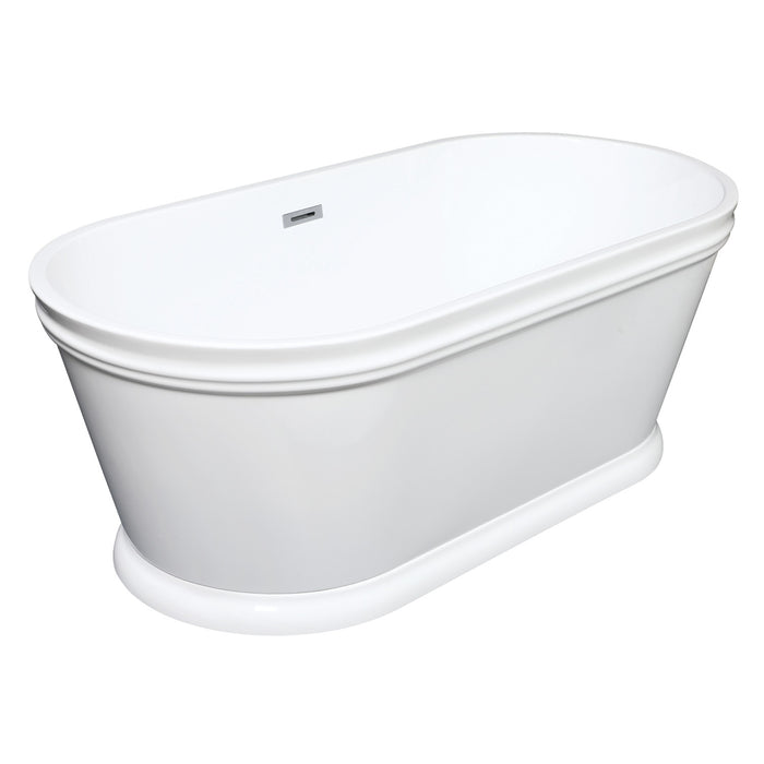 Aqua Eden VTPDE602922 60-Inch Acrylic Oval Double Ended Pedestal Tub with Drain (No Faucet Drillings), Glossy White