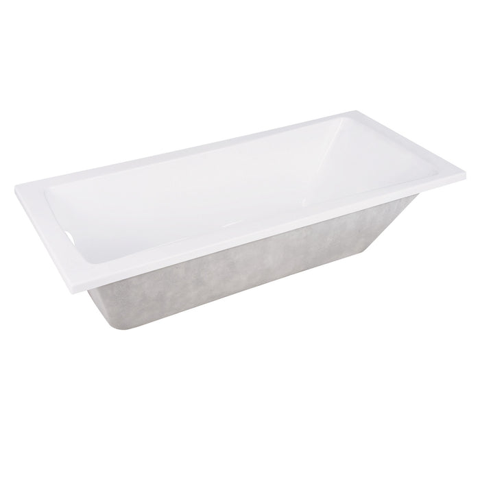 Aqua Eden VTPN593017 59-Inch Acrylic Rectangular Drop-In Tub with Reversible Drain, Glossy White