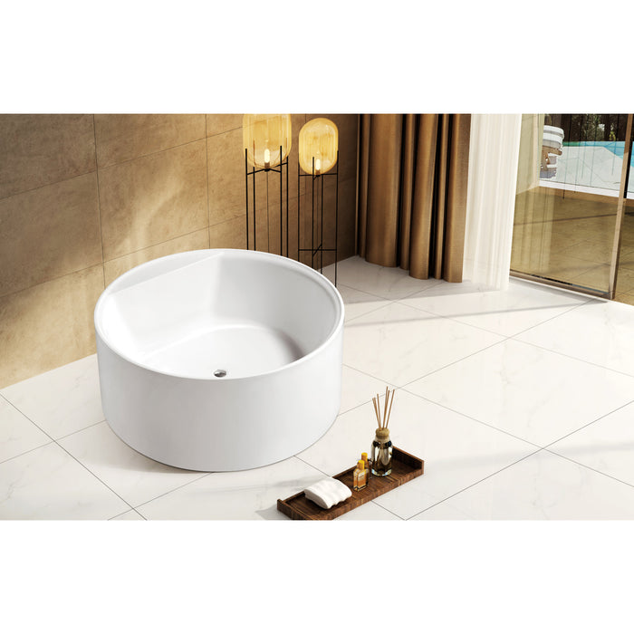 Aqua Eden VTRO535322 53-Inch Acrylic Round Double Ended Freestanding Tub with Drain, Glossy White