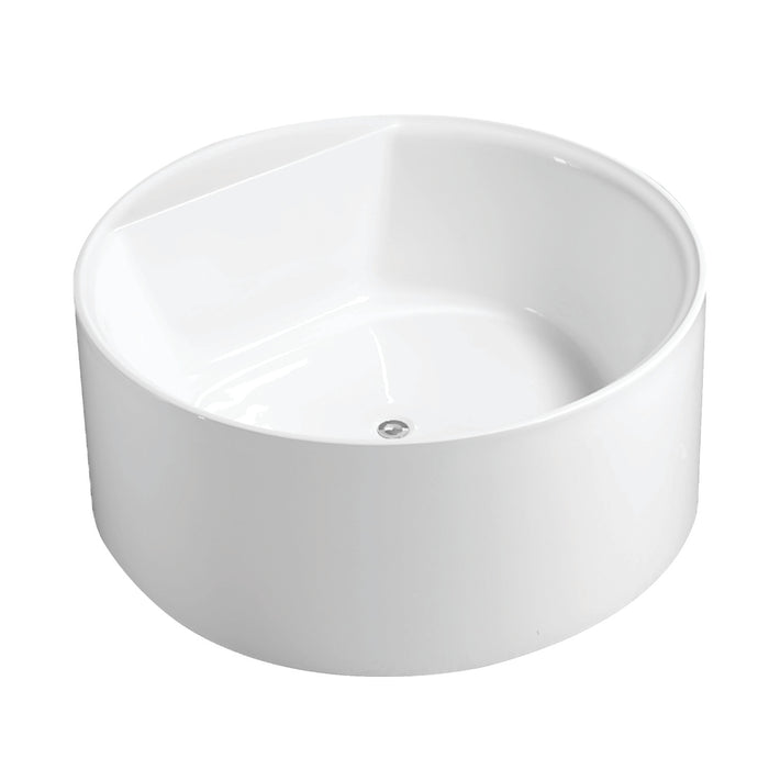 Aqua Eden VTRO535322 53-Inch Acrylic Round Double Ended Freestanding Tub with Drain, Glossy White