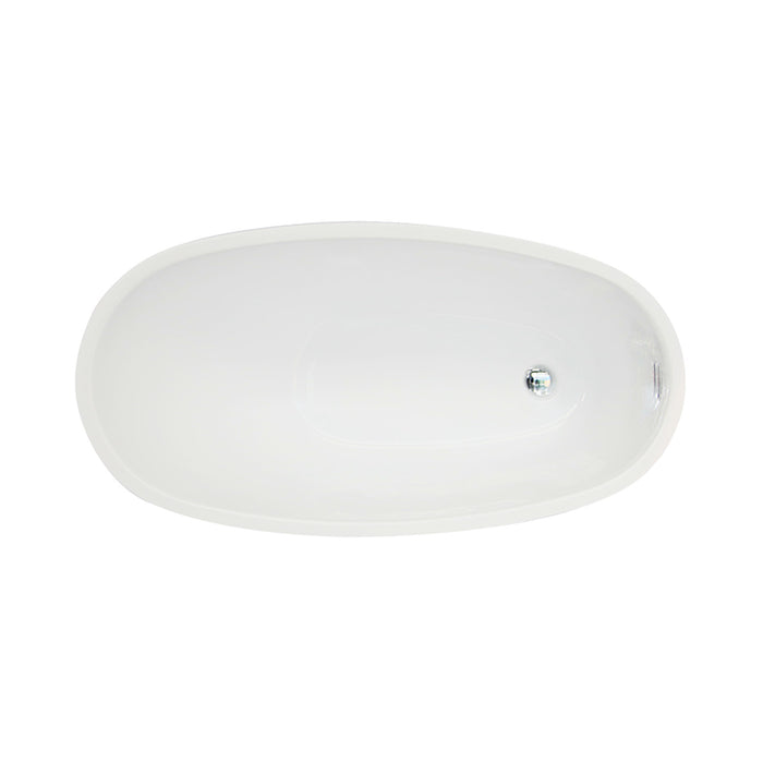 Aqua Eden VTRS482627 48-Inch Acrylic Oval Single Slipper Freestanding Tub with Drain, Glossy White