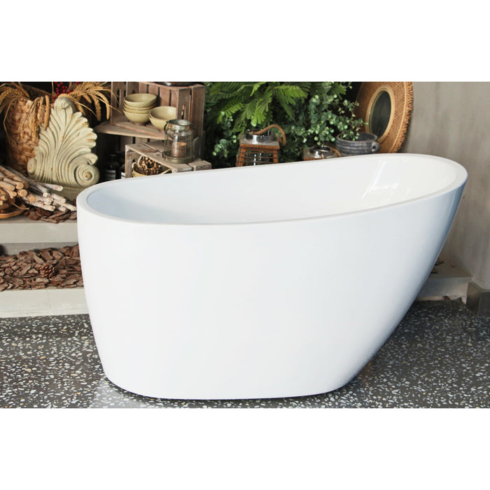 Aqua Eden VTRS482627 48-Inch Acrylic Oval Single Slipper Freestanding Tub with Drain, Glossy White