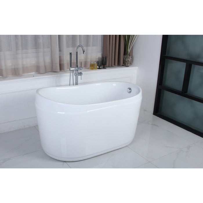 Aqua Eden VTRS522928 52-Inch Acrylic Oval Single Slipper Freestanding Tub with Drain, Glossy White