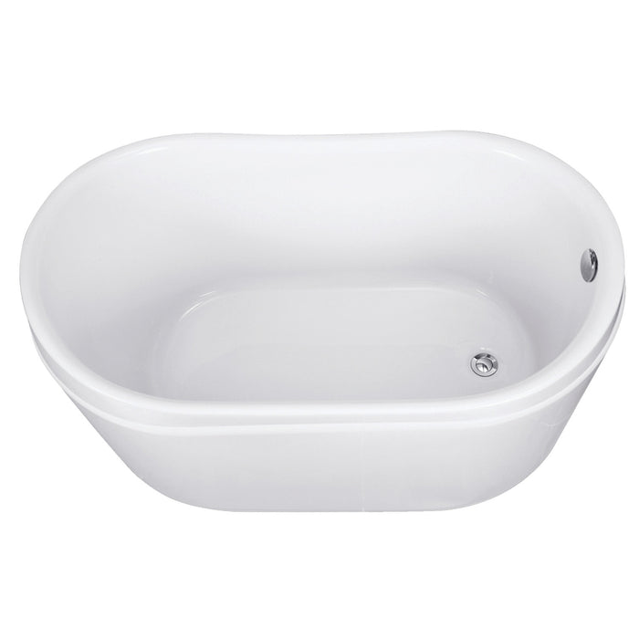 Aqua Eden VTRS522928 52-Inch Acrylic Oval Single Slipper Freestanding Tub with Drain, Glossy White