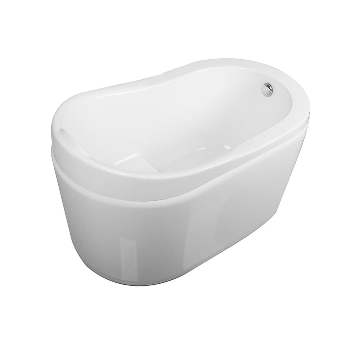 Aqua Eden VTRS523030 52-Inch Acrylic Oval Single Slipper Freestanding Tub with Drain and Integrated Seat, Glossy White