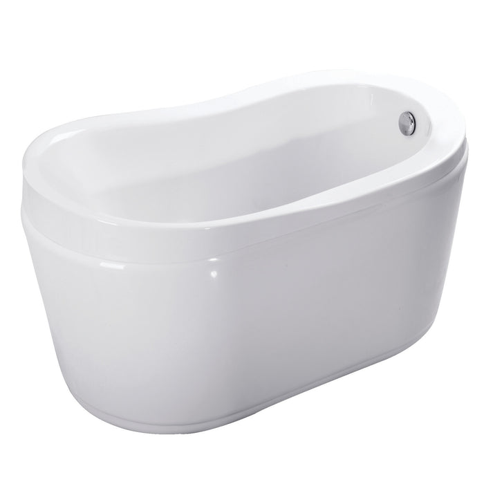 Aqua Eden VTRS523030 52-Inch Acrylic Oval Single Slipper Freestanding Tub with Drain and Integrated Seat, Glossy White