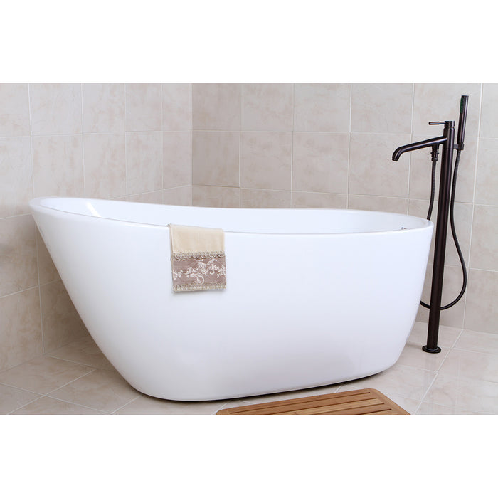 Aqua Eden VTRS592928 59-Inch Acrylic Oval Single Slipper Freestanding Tub with Drain, Glossy White