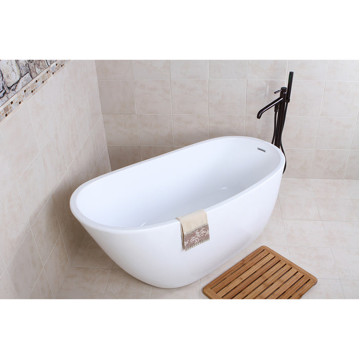 Aqua Eden VTRS592928 59-Inch Acrylic Oval Single Slipper Freestanding Tub with Drain, Glossy White