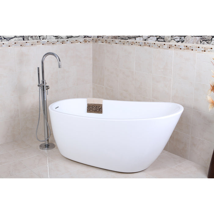 Aqua Eden VTRS592928 59-Inch Acrylic Oval Single Slipper Freestanding Tub with Drain, Glossy White