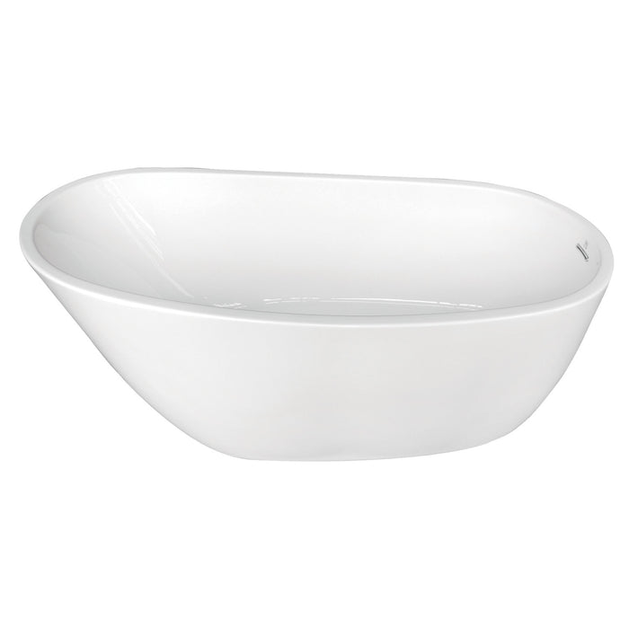 Aqua Eden VTRS592928 59-Inch Acrylic Oval Single Slipper Freestanding Tub with Drain, Glossy White