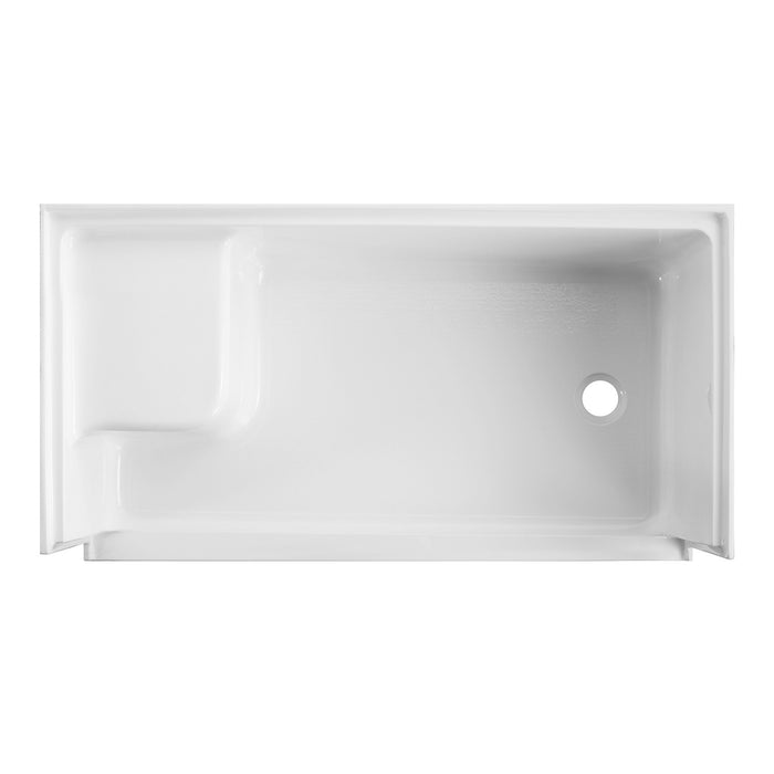 Grenada VTSB603221R 60-Inch x 32-Inch Anti-Skid Acrylic Shower Base with Integral Seat, Right Hand Drain, White