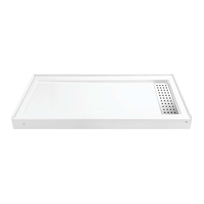 Curacao VTSB60325RT 60-Inch x 32-Inch Anti-Skid Acrylic Single Threshold Shower Base with Right Drain, Glossy White