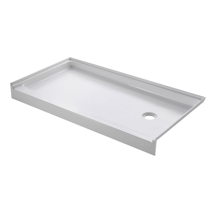 Bonaire VTSB60326R 60-Inch x 32-Inch Anti-Skid Acrylic Shower Base with Right Hand Drain, White