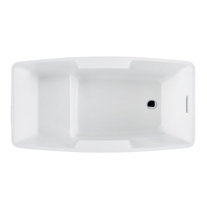 Aqua Eden VTSQ512827S 51-Inch Acrylic Rectangular Double Slipper Freestanding Tub with Drain and Integrated Seat, Glossy White