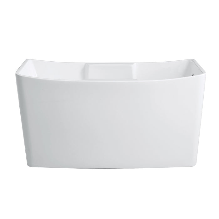 Aqua Eden VTSQ512827S 51-Inch Acrylic Rectangular Double Slipper Freestanding Tub with Drain and Integrated Seat, Glossy White