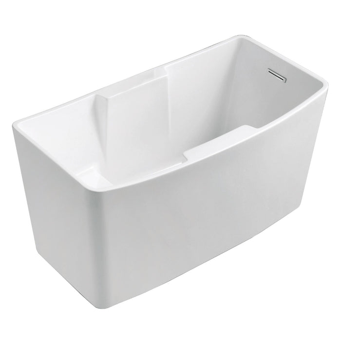 Aqua Eden VTSQ512827S 51-Inch Acrylic Rectangular Double Slipper Freestanding Tub with Drain and Integrated Seat, Glossy White