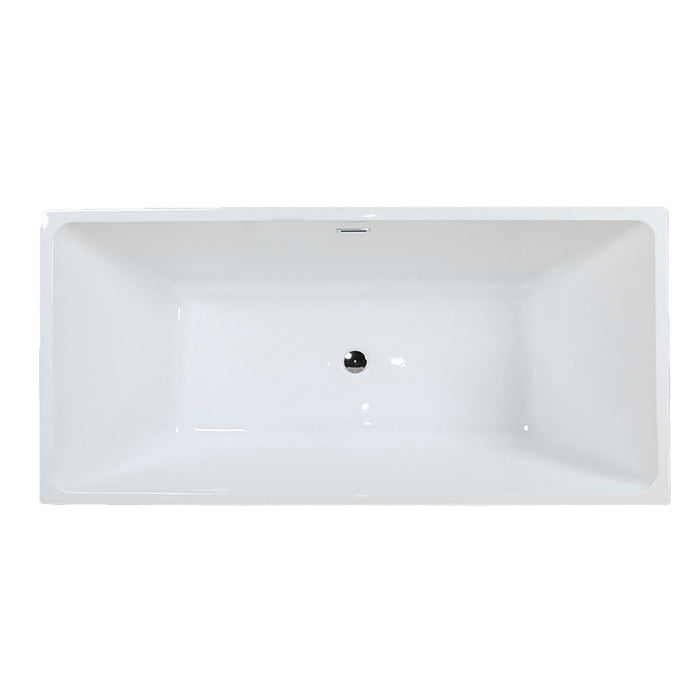 Aqua Eden VTSQ533024 53-Inch Acrylic Rectangular Double Ended Freestanding Tub with Drain, Glossy White