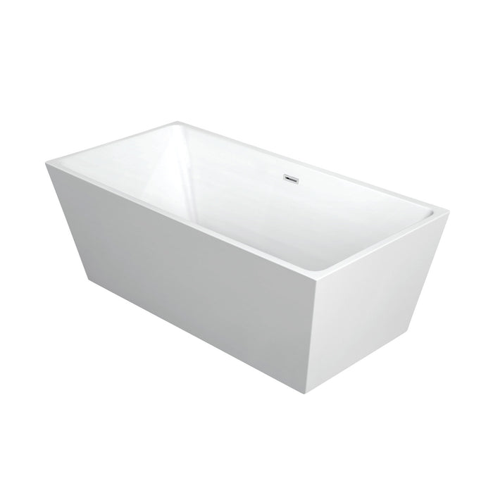 Aqua Eden VTSQ533024 53-Inch Acrylic Rectangular Double Ended Freestanding Tub with Drain, Glossy White