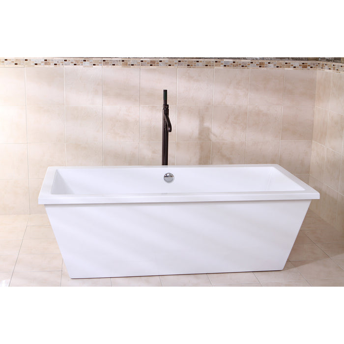 Aqua Eden VTSQ663422 66-Inch Acrylic Rectangular Double Ended Freestanding Tub with Drain, Glossy White