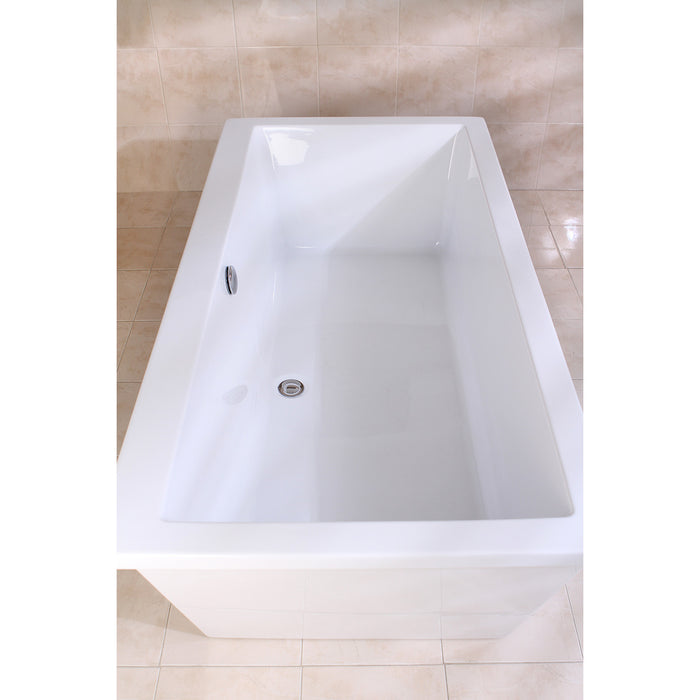 Aqua Eden VTSQ663422 66-Inch Acrylic Rectangular Double Ended Freestanding Tub with Drain, Glossy White