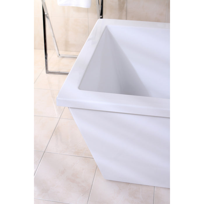 Aqua Eden VTSQ663422 66-Inch Acrylic Rectangular Double Ended Freestanding Tub with Drain, Glossy White