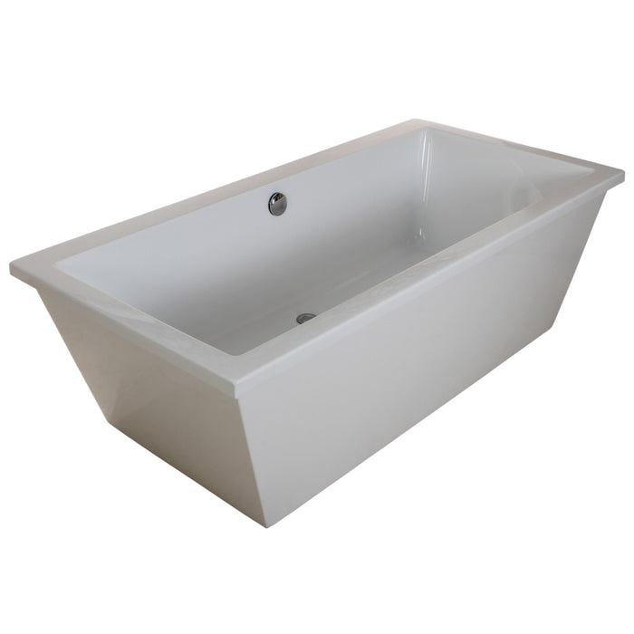 Aqua Eden VTSQ663422 66-Inch Acrylic Rectangular Double Ended Freestanding Tub with Drain, Glossy White