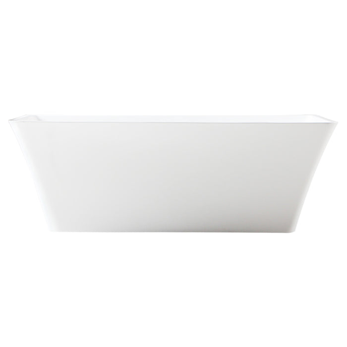 Aqua Eden VTSQ672923 67-Inch Acrylic Rectangular Double Ended Freestanding Tub with Drain, Glossy White