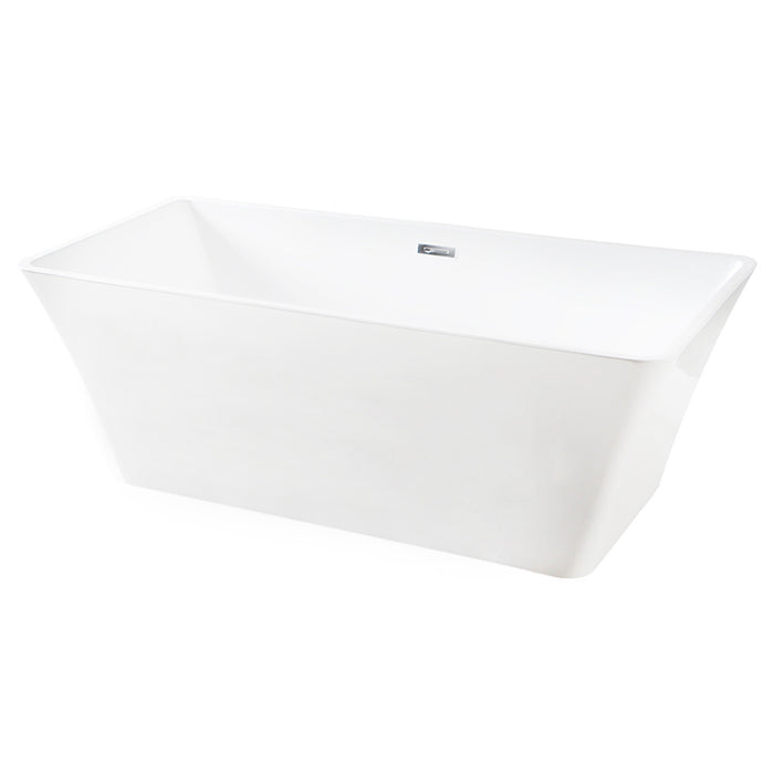 Aqua Eden VTSQ672923 67-Inch Acrylic Rectangular Double Ended Freestanding Tub with Drain, Glossy White