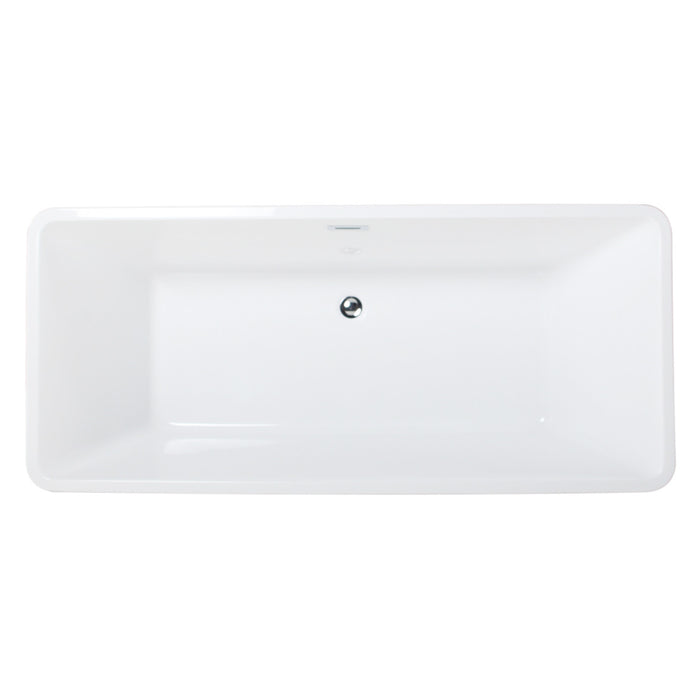 Aqua Eden VTSQ672923 67-Inch Acrylic Rectangular Double Ended Freestanding Tub with Drain, Glossy White