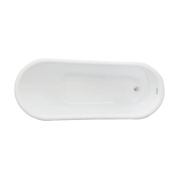 Aqua Eden VTSS672929 67-Inch Acrylic Oval Single Slipper Pedestal Tub with Drain (No Faucet Drillings), Glossy White