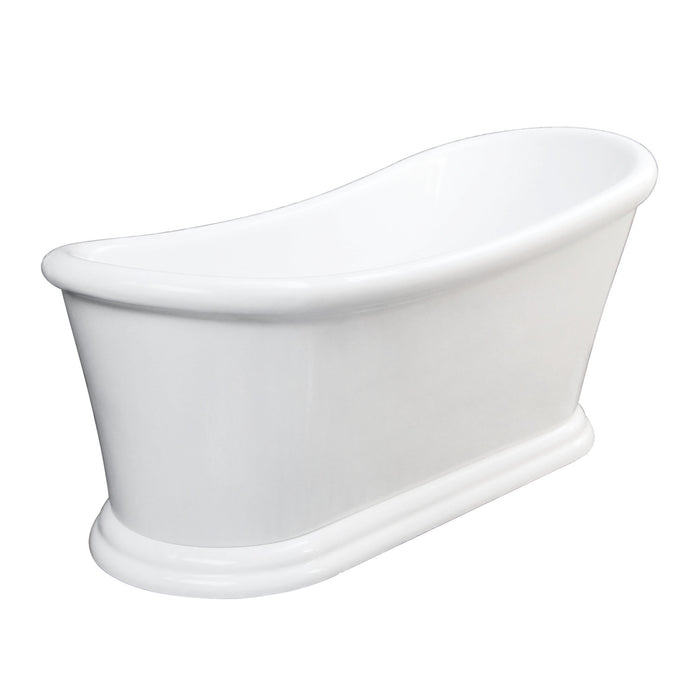 Aqua Eden VTSS672929 67-Inch Acrylic Oval Single Slipper Pedestal Tub with Drain (No Faucet Drillings), Glossy White