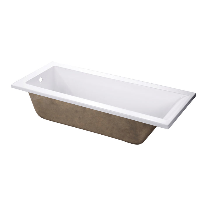 Aqua Eden XVTPN672817 67-Inch Acrylic Rectangular Drop-In Tub with Reversible Drain, Glossy White