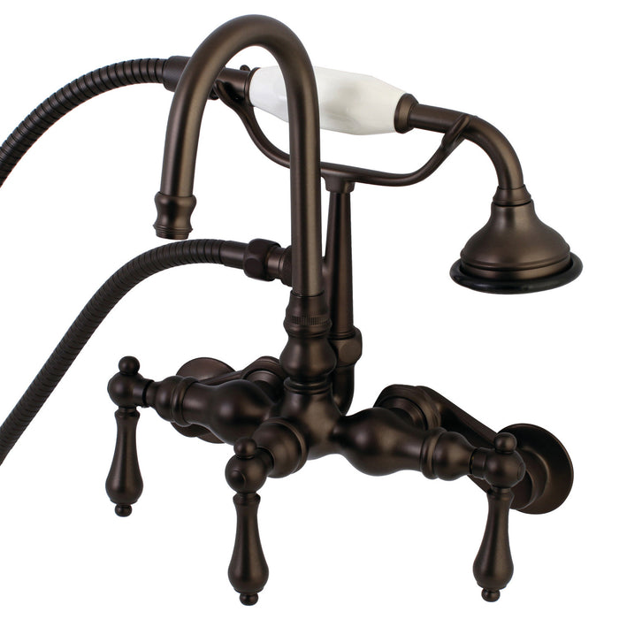 Aqua Vintage AE301T5 Three-Handle 2-Hole Tub Wall Mount Clawfoot Tub Faucet with Hand Shower, Oil Rubbed Bronze