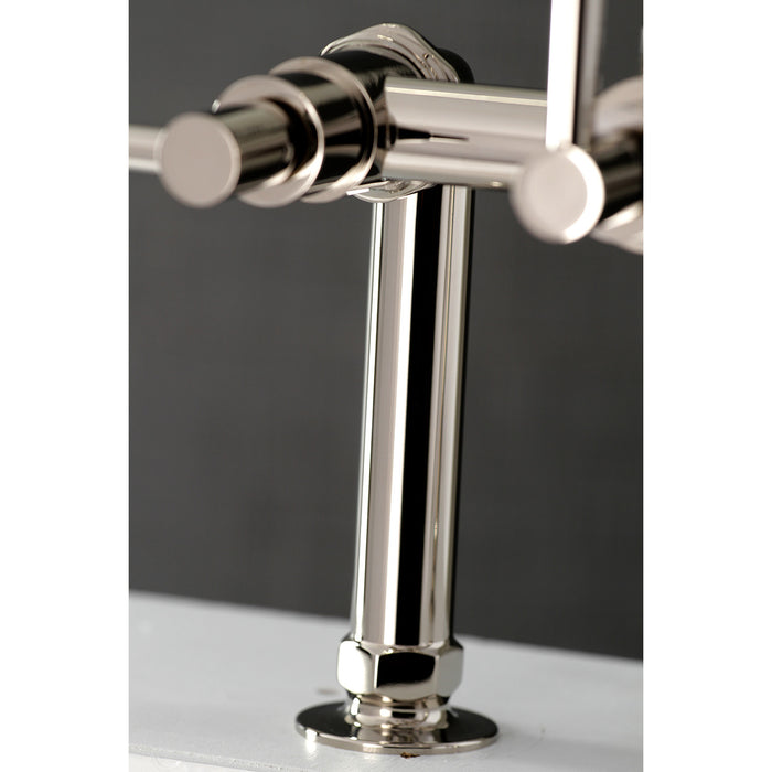 Concord AE8106DX Three-Handle 2-Hole Deck Mount Clawfoot Tub Faucet with Hand Shower, Polished Nickel