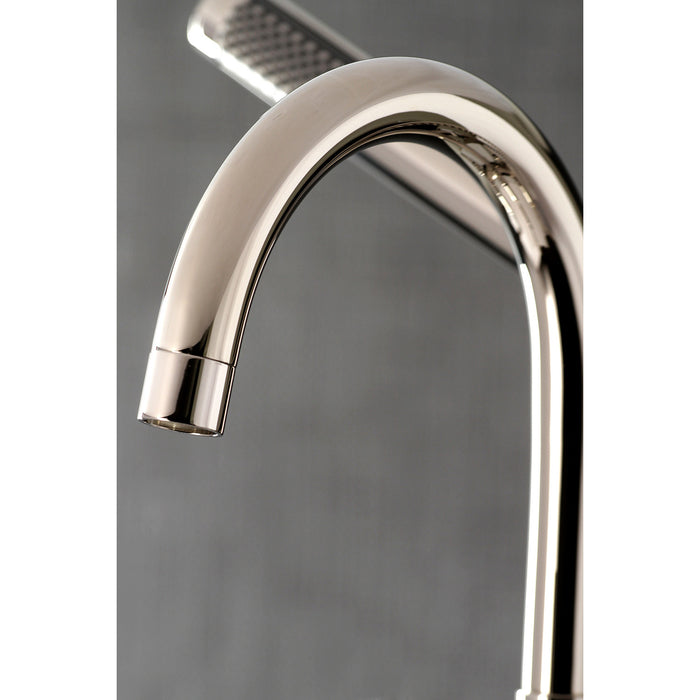 Concord AE8106DX Three-Handle 2-Hole Deck Mount Clawfoot Tub Faucet with Hand Shower, Polished Nickel