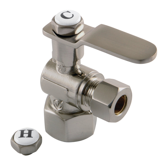 Whitaker CA4310BN 1/2-Inch FIP x 3/8-Inch O.D. Comp Quarter-Turn Angle Shut-Off Valve, Brushed Nickel