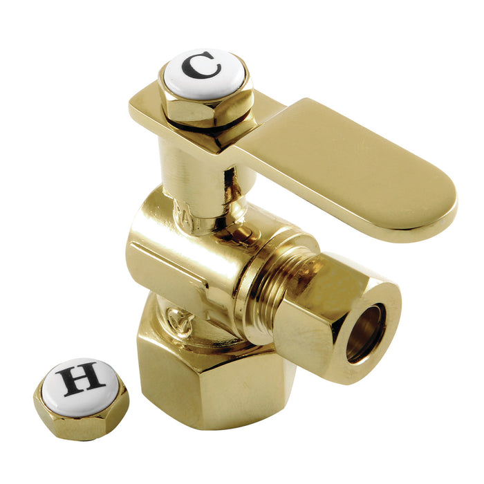 Whitaker CA4310PB 1/2-Inch FIP x 3/8-Inch O.D. Comp Quarter-Turn Angle Shut-Off Valve, Polished Brass