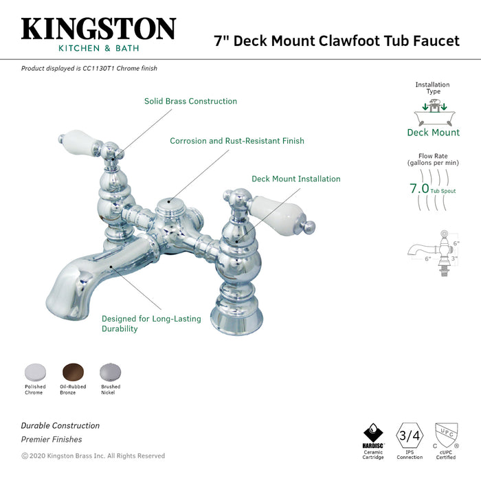 Vintage CC1130T1 Two-Handle 2-Hole Deck Mount Clawfoot Tub Faucet, Polished Chrome