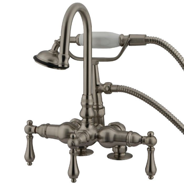 Vintage CC13T8 Three-Handle 2-Hole Deck Mount Clawfoot Tub Faucet with Hand Shower, Brushed Nickel