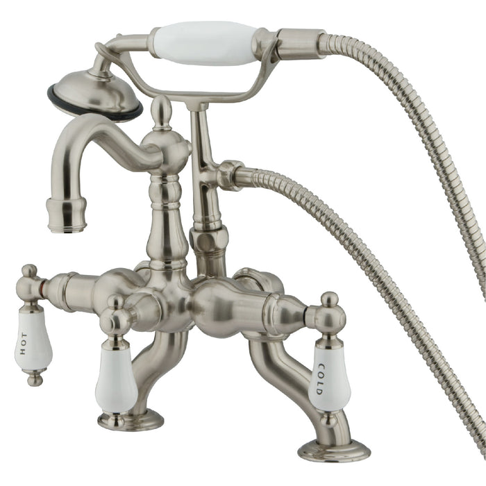 Vintage CC2009T8 Three-Handle 2-Hole Deck Mount Clawfoot Tub Faucet with Hand Shower, Brushed Nickel