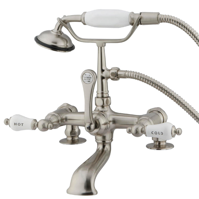 Vintage CC207T8 Three-Handle 2-Hole Deck Mount Clawfoot Tub Faucet with Hand Shower, Brushed Nickel