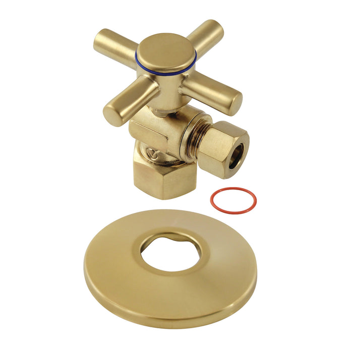 Concord CC43107DXK 1/2-Inch FIP x 3/8-Inch O.D. Comp Quarter-Turn Angle Shut-Off Valve with Flange, Brushed Brass