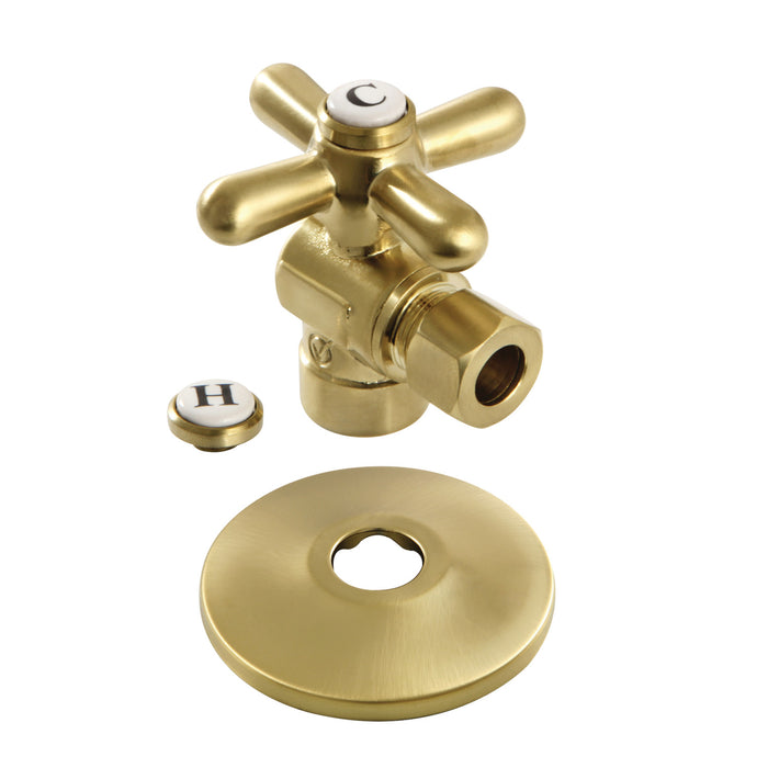 Vintage CC43207XK 1/2-Inch Sweat x 3/8-Inch O.D. Comp Quarter-Turn Angle Shut-Off Valve with Flange, Brushed Brass