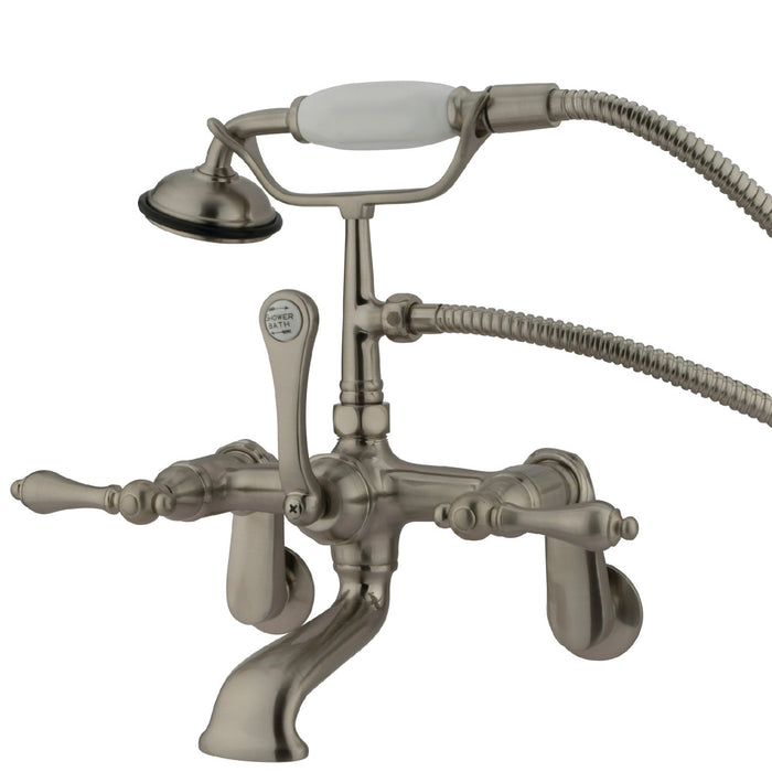 Vintage CC51T8 Three-Handle 2-Hole Tub Wall Mount Clawfoot Tub Faucet with Hand Shower, Brushed Nickel